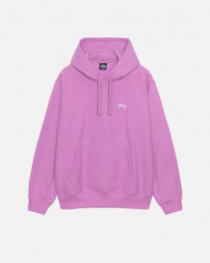 Purple Stussy Stock Logo Hood Men Sweatshirts | WKG-2799