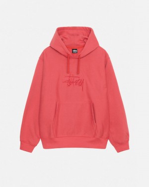 Red Stussy Basic Applique Hood Women Sweatshirts | AHE-0545