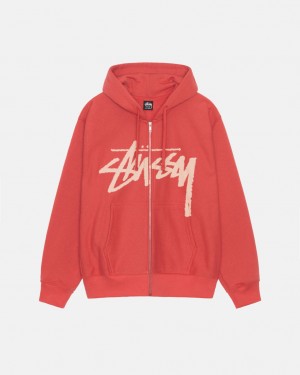 Red Stussy Venus Zip Hood Men Sweatshirts | VNF-9452