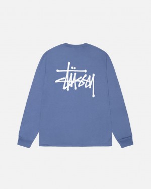 Royal Blue Stussy Basic Stussy Ls Tee Men T Shirt | QFN-7202