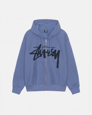 Royal Blue Stussy Venus Zip Hood Men Sweatshirts | TAK-5291