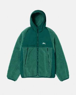 Turquoise Stussy Sherpa Paneled Hooded Jacket Women Jackets | DBN-7734