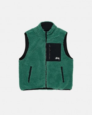 Turquoise Stussy Sherpa Reversible Vest Men Vest | VYW-3437