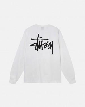 White Stussy Basic Stussy Ls Tee Men T Shirt | RWI-5361