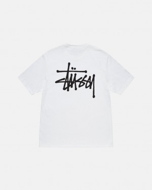 White Stussy Basic Stussy Tee Men T Shirt | WHB-0356