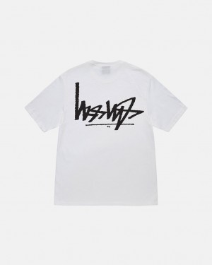 White Stussy Flipped Tee Men T Shirt | QTC-7089