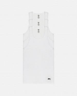 White Stussy Stussy Tank Undershirt Men Shirts | TEH-6344