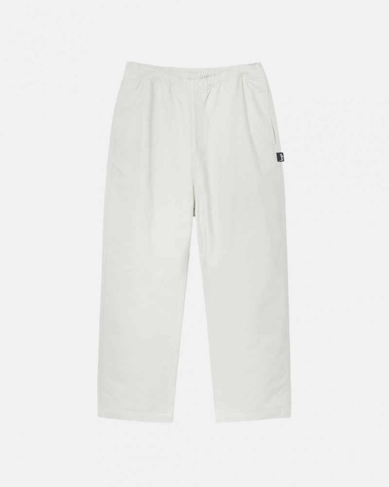 Beige Stussy Beach Pant Brushed Cotton Men Pants | UDX-3704