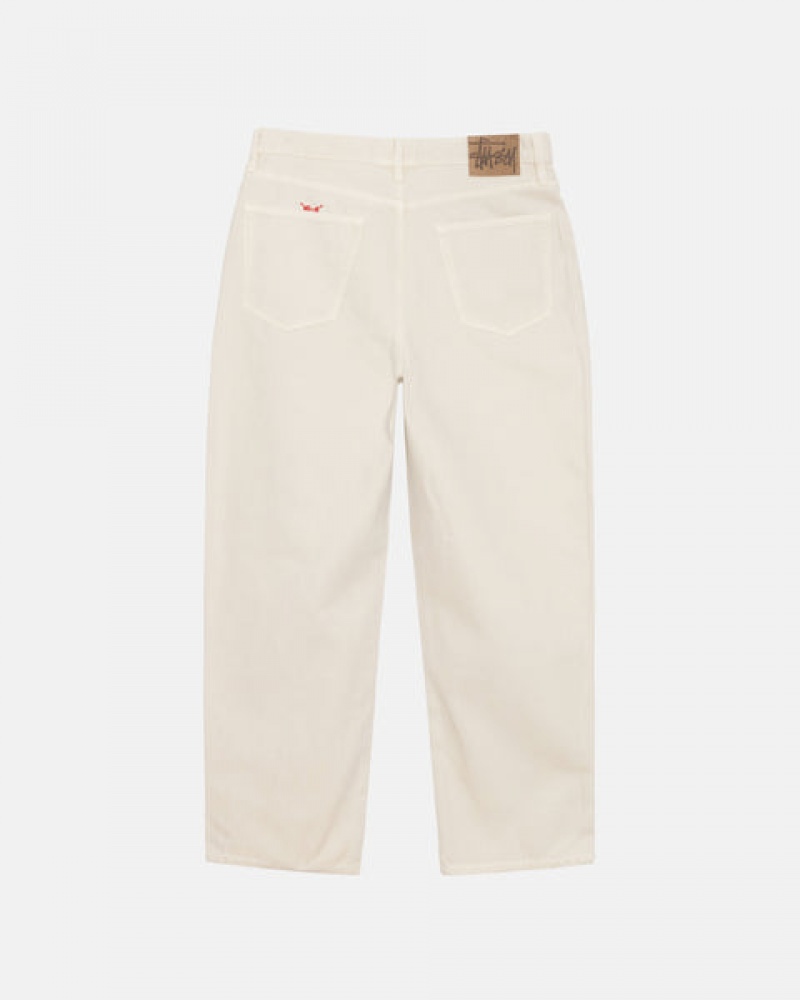 Beige Stussy Big Ol' Jean Washed Canvas Men Denim | IYW-7875