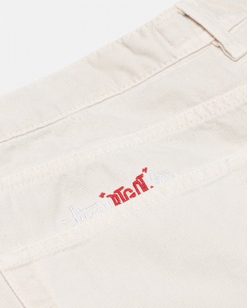 Beige Stussy Big Ol' Jean Washed Canvas Men Denim | IYW-7875