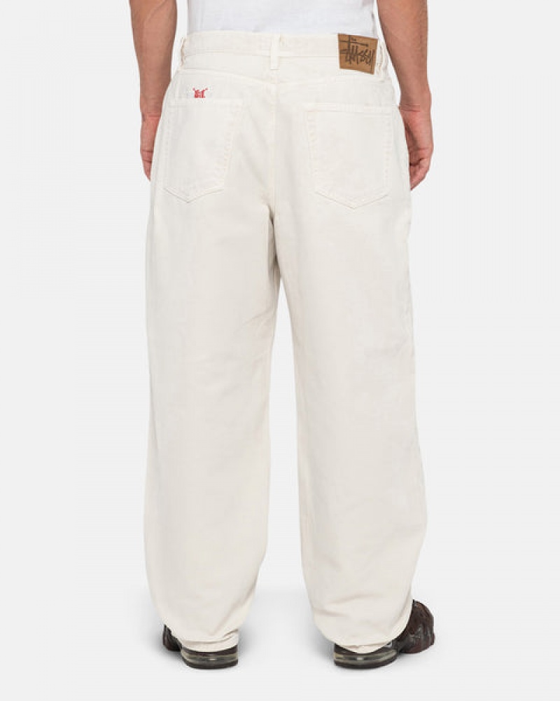 Beige Stussy Big Ol' Jean Washed Canvas Men Pants | QQY-9487