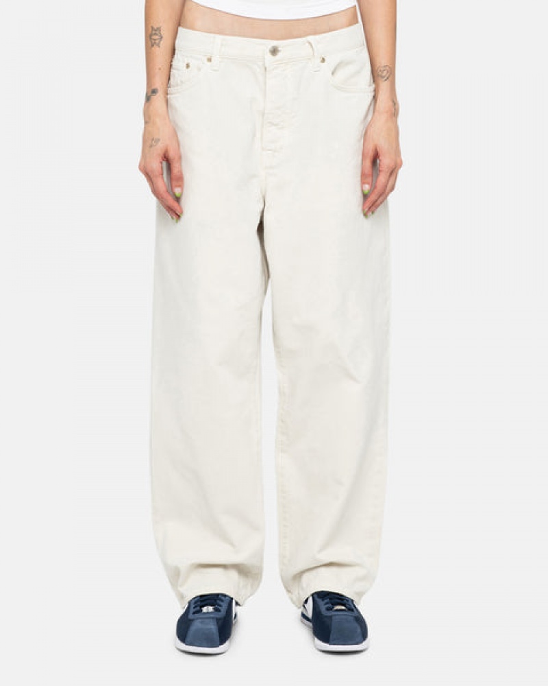 Beige Stussy Big Ol' Jean Washed Canvas Men Pants | QQY-9487