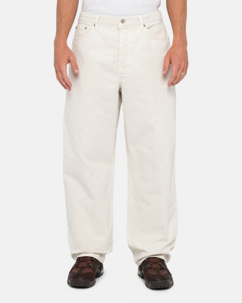 Beige Stussy Big Ol' Jean Washed Canvas Men Pants | QQY-9487