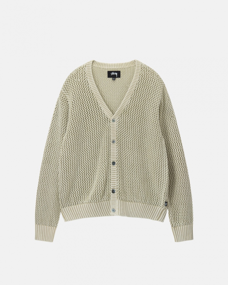 Beige Stussy Loose Gauge Cardigan Men Sweaters | COM-4435