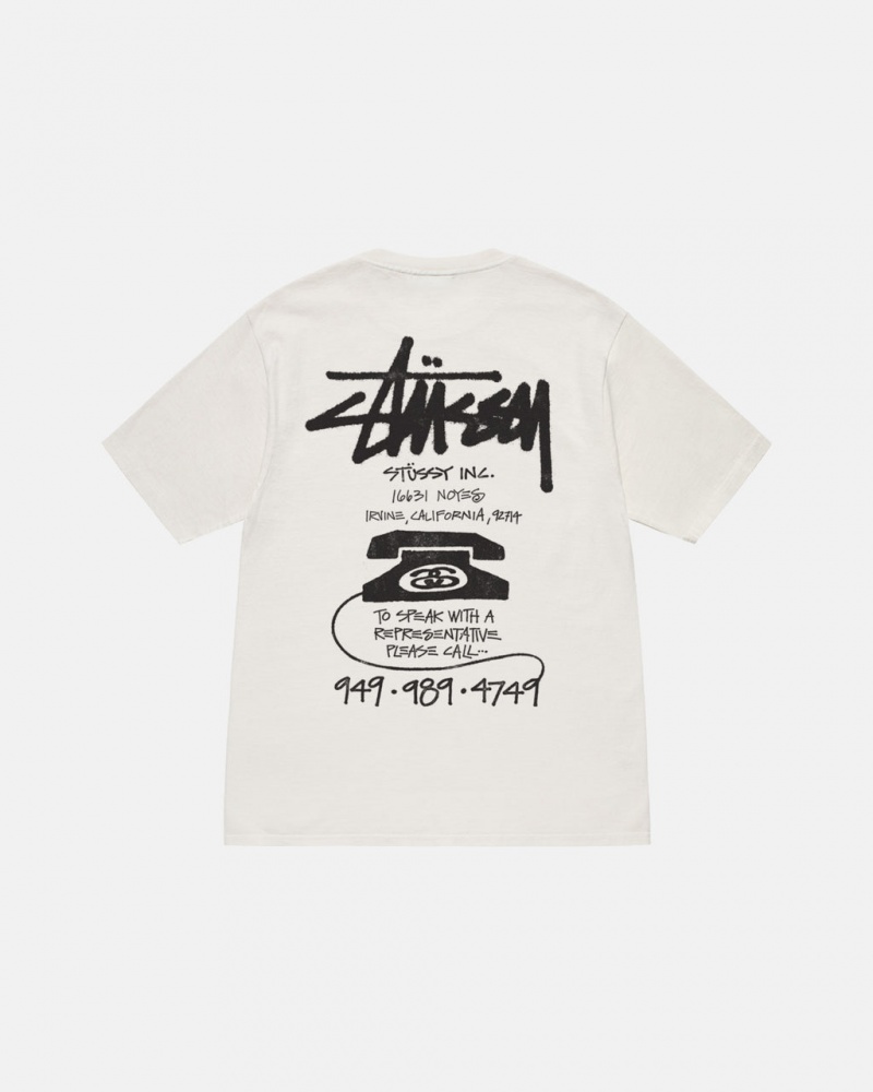 Beige Stussy Old Phone Tee Pigment Dyed Women T Shirt | XOQ-6864