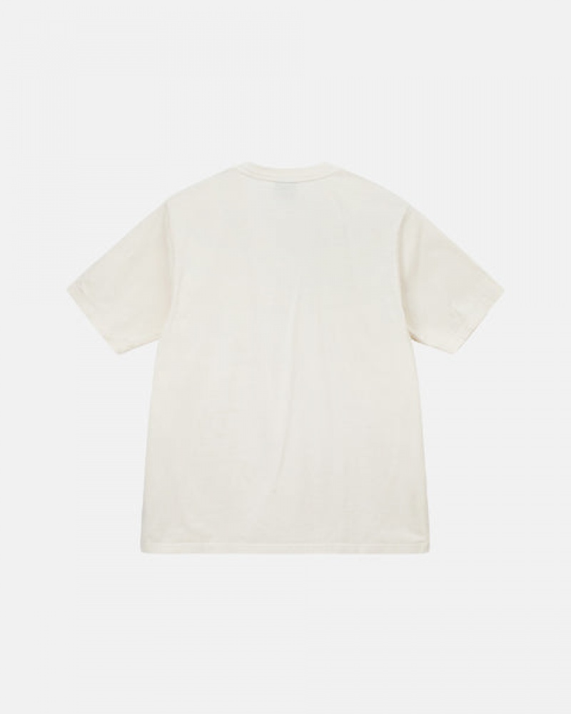 Beige Stussy Pigment Dyed Crew Men T Shirt | ZWR-4687