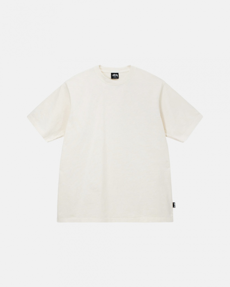 Beige Stussy Pigment Dyed Crew Men T Shirt | ZWR-4687