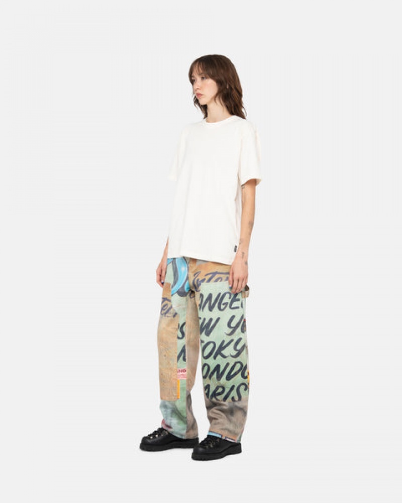 Beige Stussy Pigment Dyed Crew Women T Shirt | YSG-3686