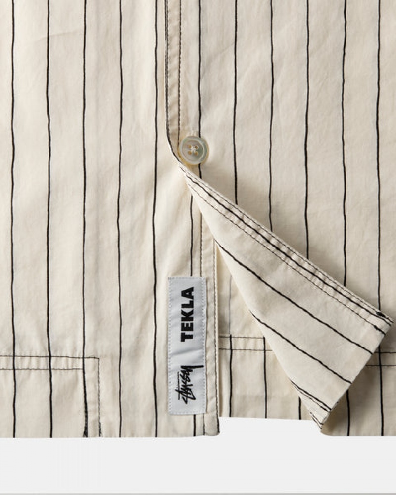 Beige Stussy Tekla Poplin Pyjama Shirt Men Shirts | KXJ-9416