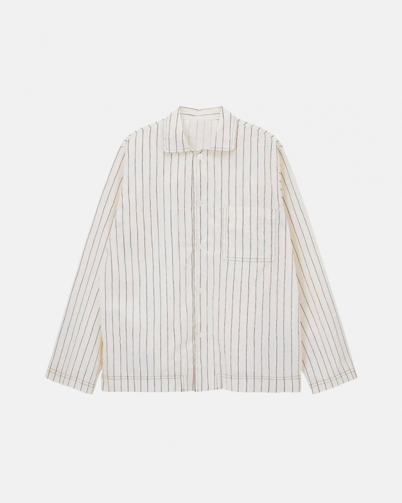 Beige Stussy Tekla Poplin Pyjama Shirt Men Shirts | KXJ-9416