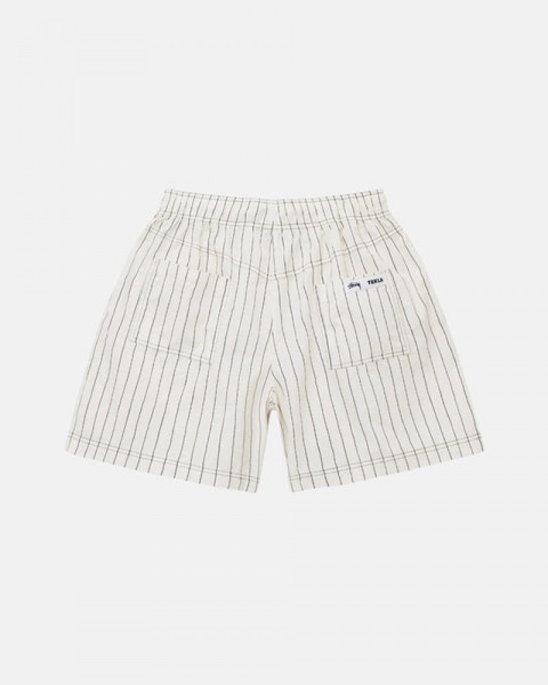 Beige Stussy Tekla Poplin Pyjama Shorts Men Shorts | OPY-5977