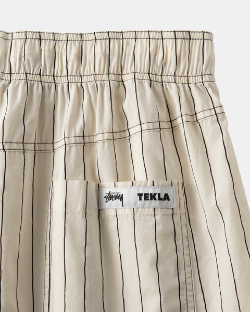 Beige Stussy Tekla Poplin Pyjama Shorts Men Shorts | OPY-5977