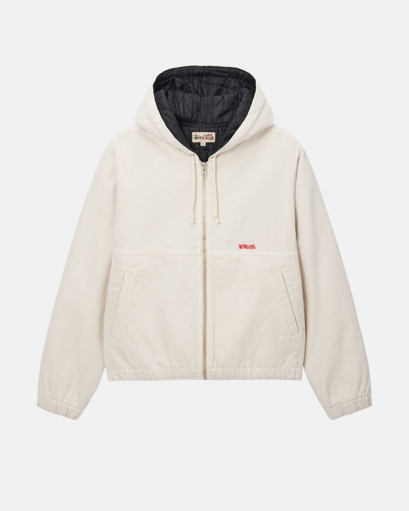 Beige Stussy Work Jacket Insulated Canvas Men Jackets | LWM-0409