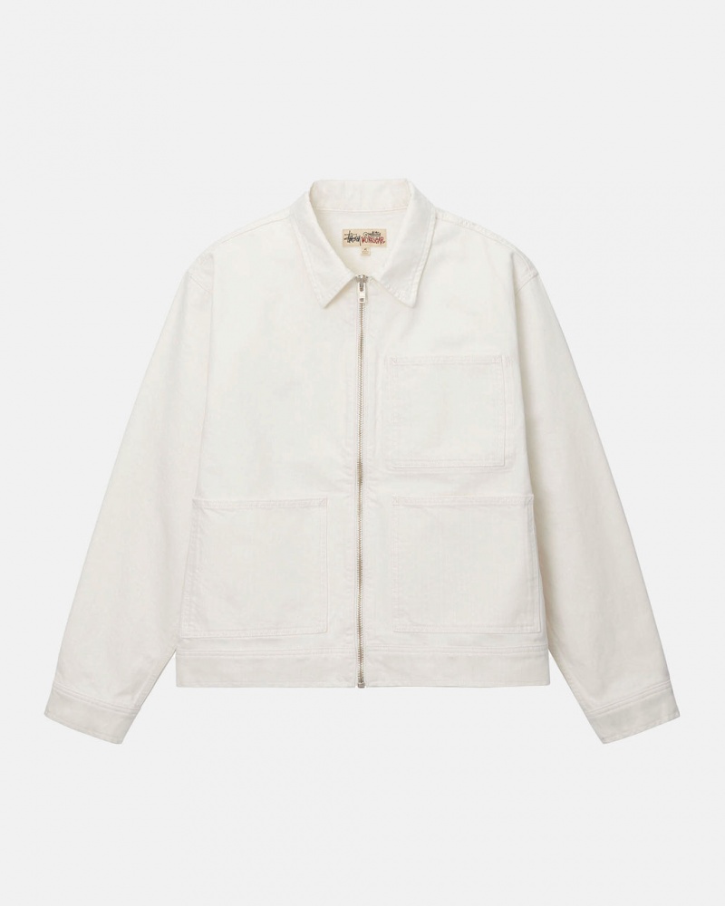 Beige Stussy Zip Work Jacket Overdyed Women Jackets | ZXY-1445