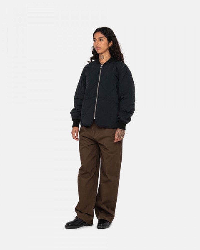 Black Stussy 8 Ball Quilted Liner Jacket Women Jackets | AAW-3566