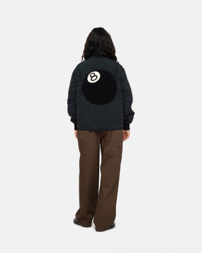 Black Stussy 8 Ball Quilted Liner Jacket Women Jackets | AAW-3566