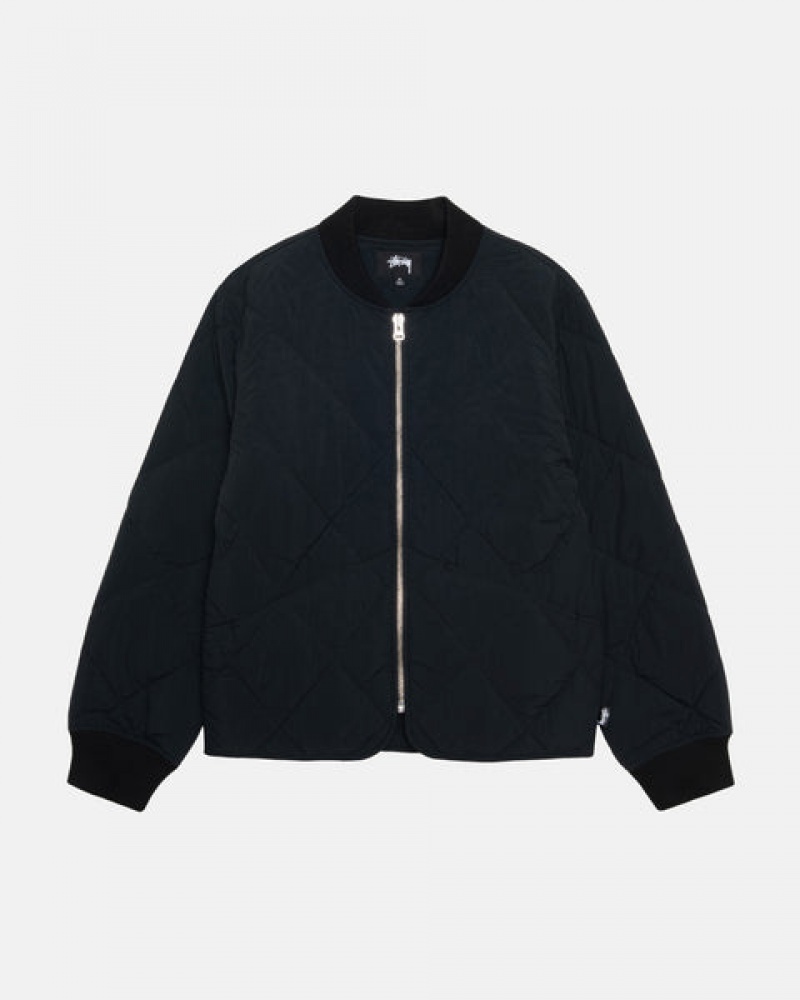 Black Stussy 8 Ball Quilted Liner Jacket Women Jackets | AAW-3566