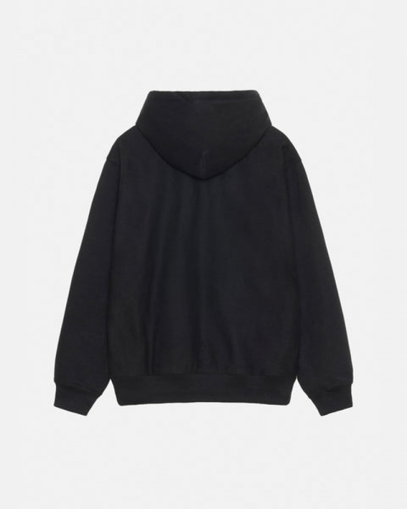 Black Stussy Basic Applique Hoodie Women Hoodie | IZX-8265