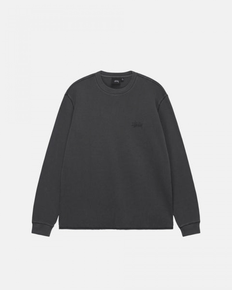 Black Stussy Basic Stock Ls Thermal Men Tops | HNO-4721