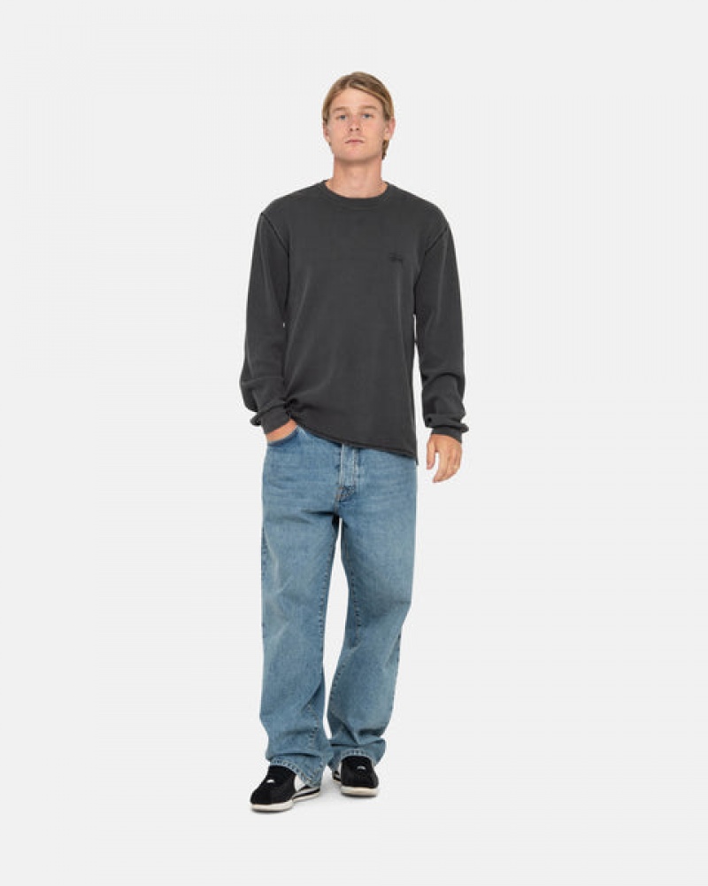 Black Stussy Basic Stock Ls Thermal Men Tops | HNO-4721