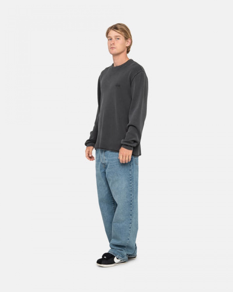 Black Stussy Basic Stock Ls Thermal Men Tops | HNO-4721