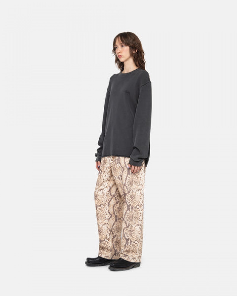 Black Stussy Basic Stock Ls Thermal Women Tops | LRO-1476