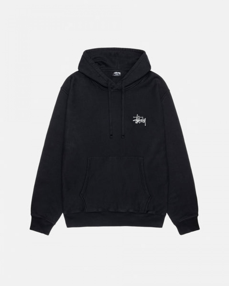 Black Stussy Basic Stüssy Pigment Dyed Hoodie Men Hoodie | TYK-1084