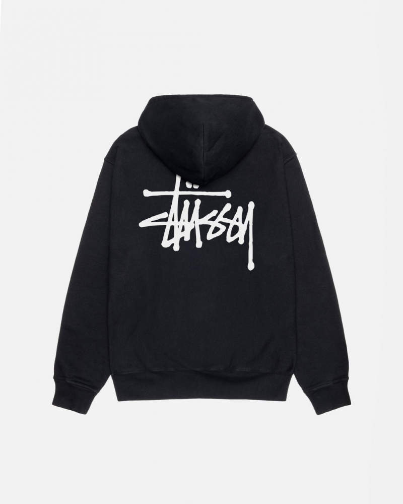 Black Stussy Basic Stüssy Pigment Dyed Hoodie Men Hoodie | TYK-1084