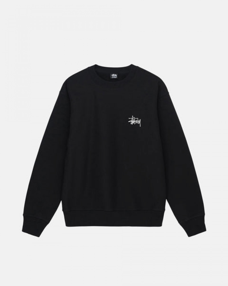 Black Stussy Basic Stussy Crew Men Sweatshirts | NJE-1864