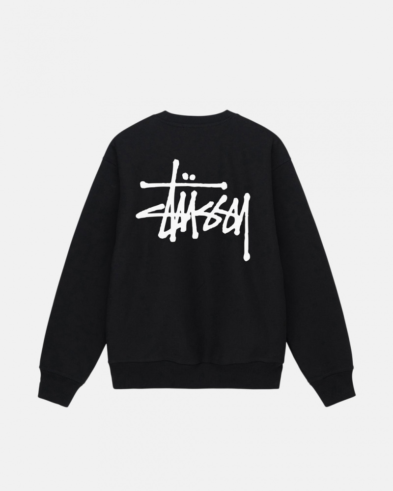 Black Stussy Basic Stussy Crew Men Sweatshirts | NJE-1864