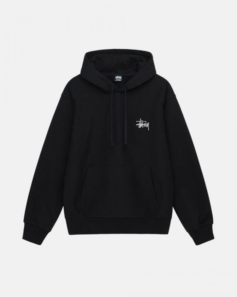 Black Stussy Basic Stussy Hoodie Men Hoodie | OEF-2987