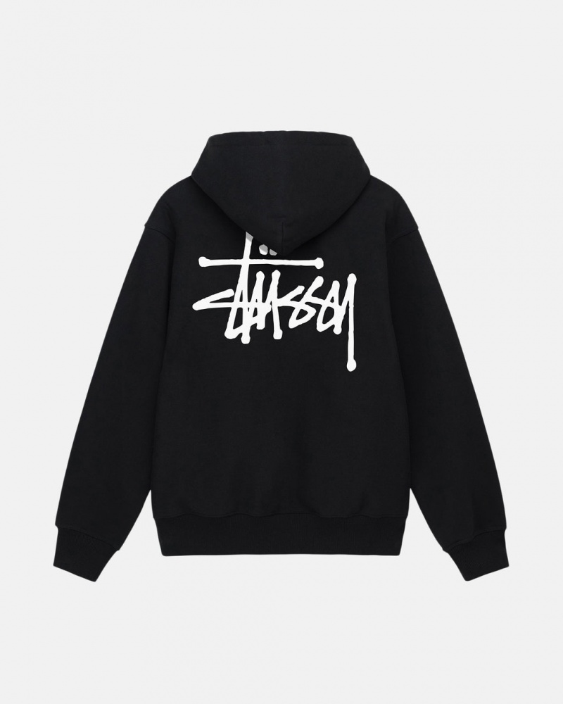 Black Stussy Basic Stussy Hoodie Men Hoodie | OEF-2987