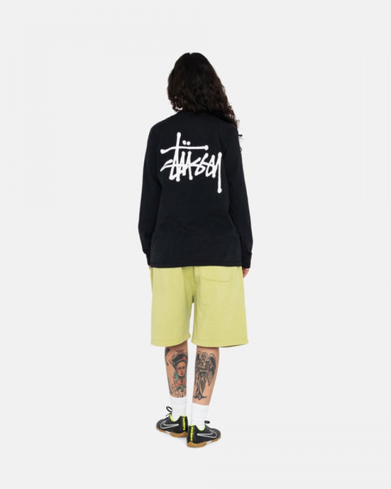 Black Stussy Basic Stussy Ls Tee Women T Shirt | YSQ-9588