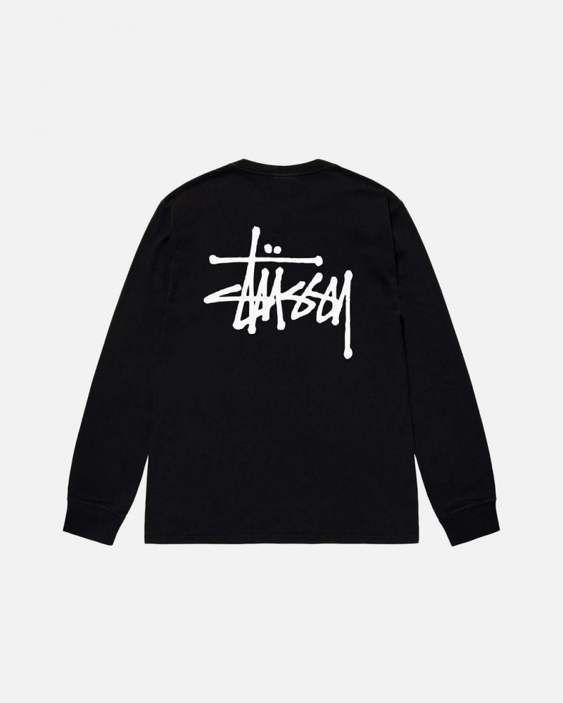 Black Stussy Basic Stussy Ls Tee Women T Shirt | YSQ-9588