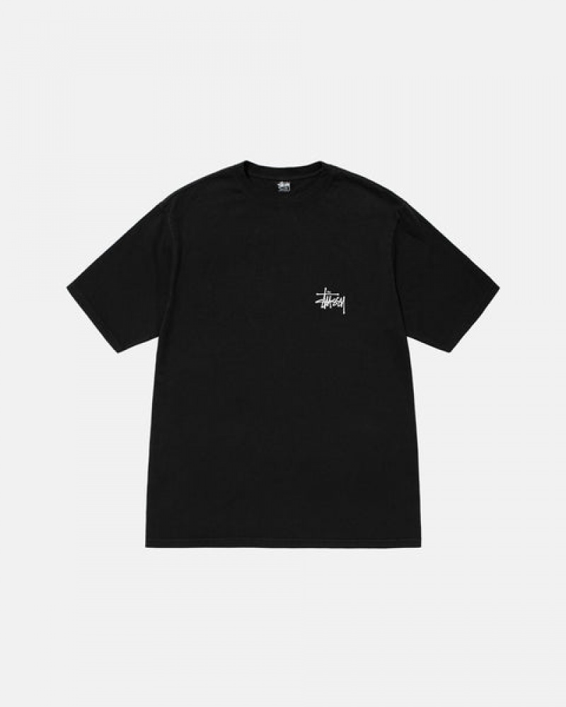 Black Stussy Basic Stussy Pigment Dyed Tee Men T Shirt | MBM-3898