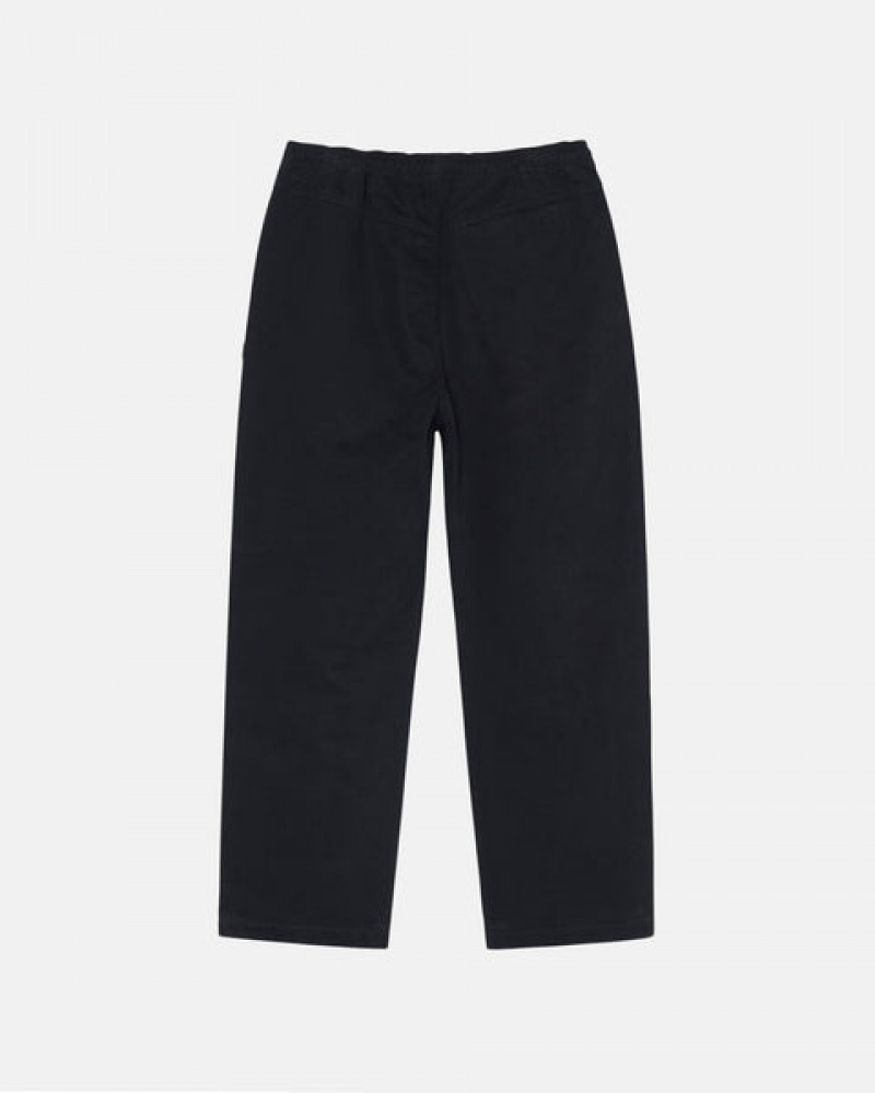 Black Stussy Beach Pant Brushed Cotton Men Pants | ZOL-0753