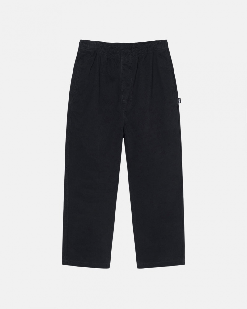 Black Stussy Beach Pant Brushed Cotton Men Pants | ZOL-0753