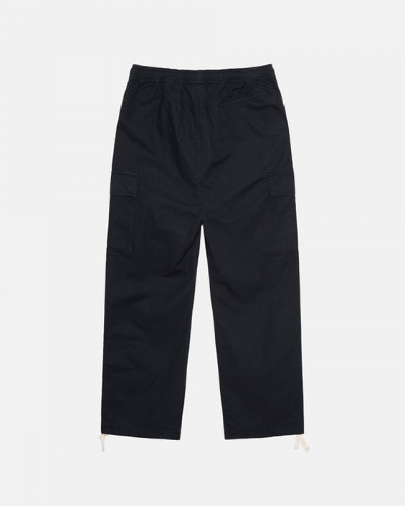 Black Stussy Beach Pant Ripstop Cargo Men Pants | QTU-7993