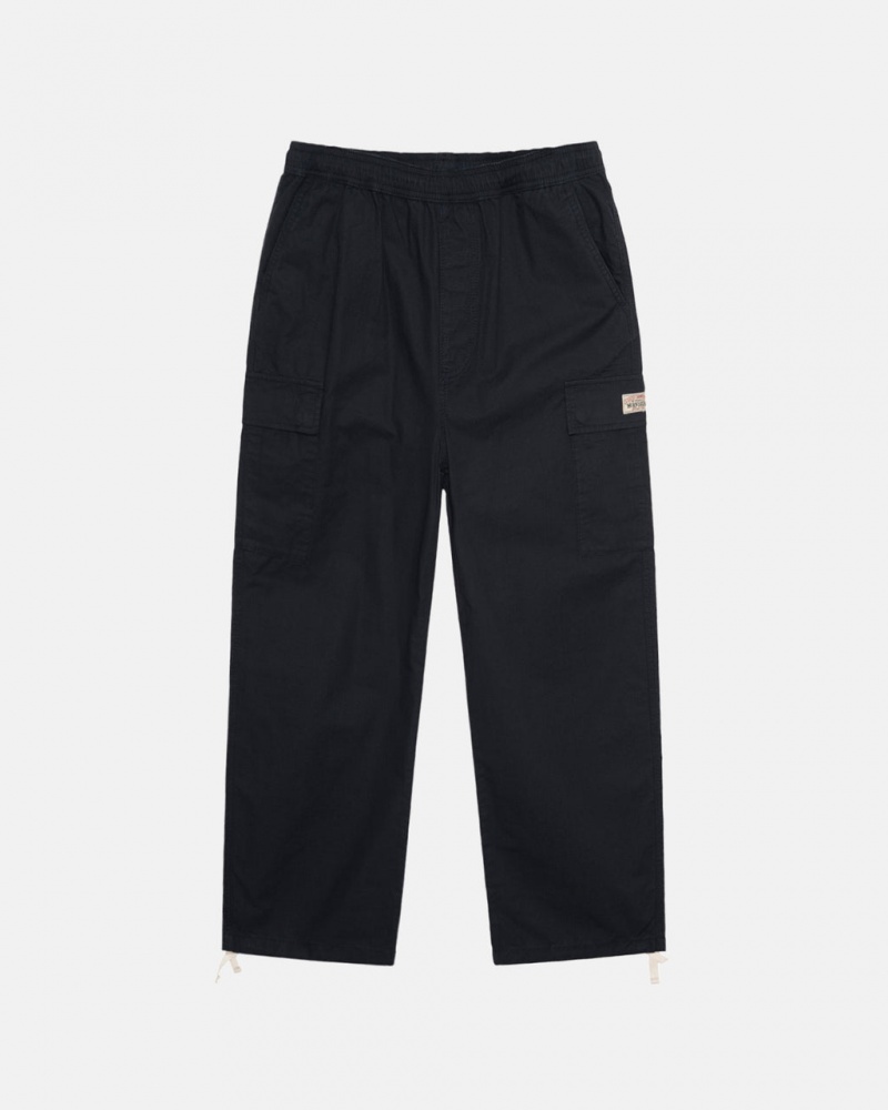 Black Stussy Beach Pant Ripstop Cargo Men Pants | QTU-7993