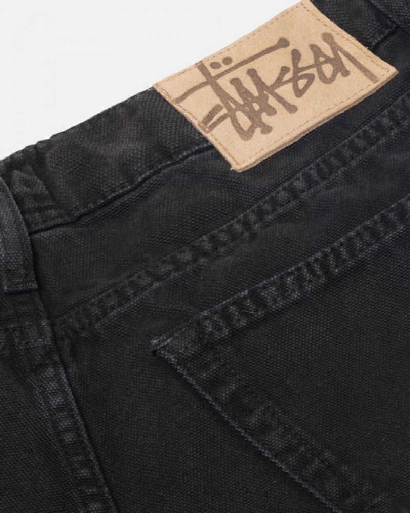 Black Stussy Big Ol' Jean Washed Canvas Men Denim | DRQ-3616